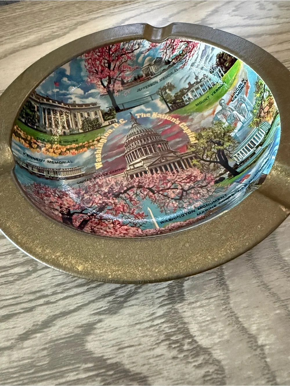 Vintage Washington D.C. Souvenir Decorative Ashtray with Gold Rim - Multicolor